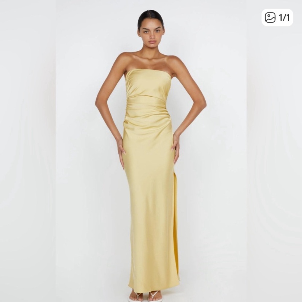 💛 Bec + Bridge Revolve Eternity Strapless Maxi Dress Gown in Citrus Lemon Yellow